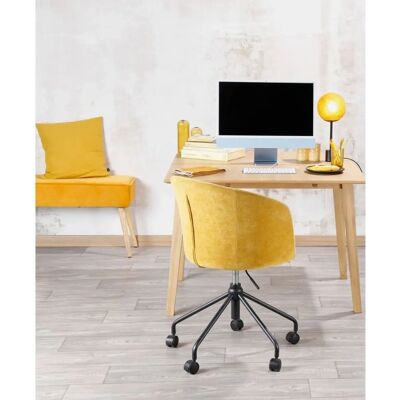 Banquette en Velours Jaune avec Pieds en Bois Naturel - Banquettes - Publicité Banquette en Velours Jaune avec Pieds en Bois Naturel - Banquettes - Publicité