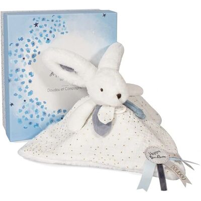 Doudou et Compagnie Kaninchen Doudou - 25 cm - Weiß / Blau - Kaninchen Pompon - Geschenkidee - Happy Glossy - Happy Doudou To You Doudou et Compagnie Kaninchen Doudou - 25 cm - Weiß / Blau - Kaninchen Pompon - Geschenkidee - Happy Glossy - Happy Doudou To You