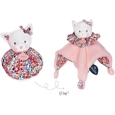Doudou et Compagnie Rosa Katze Plüschspielzeug - 3-in-1 Kuscheltier & Sensorikball Doudou et Compagnie Rosa Katze Plüschspielzeug - 3-in-1 Kuscheltier & Sensorikball