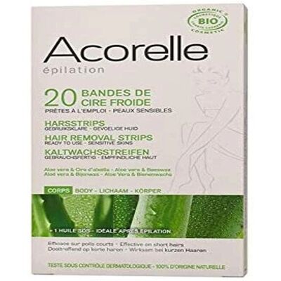 Bandas depilatorias corporales Acorelle - Orgánicas, suaves, 20 uds Bandas depilatorias corporales Acorelle - Orgánicas, suaves, 20 uds