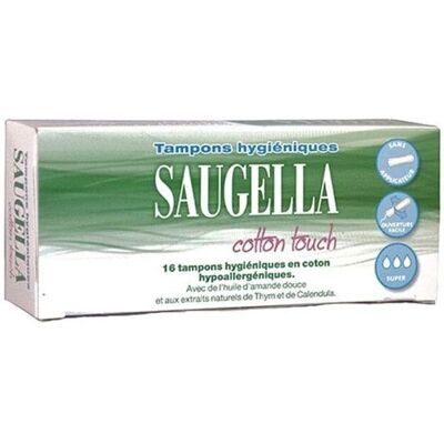 Tampons Super Cotton Touch Saugella - Hygiéniques pour flux abondants - Publicité Tampons Super Cotton Touch Saugella - Hygiéniques pour flux abondants - Publicité