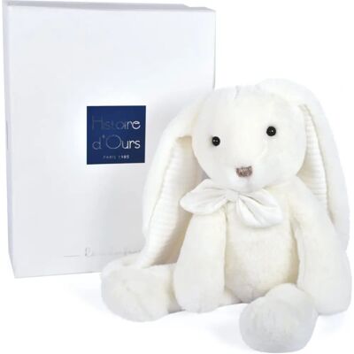 Lapine Blanche Preppy Chic - Doudou en Peluche - Publicité Lapine Blanche Preppy Chic - Doudou en Peluche - Publicité