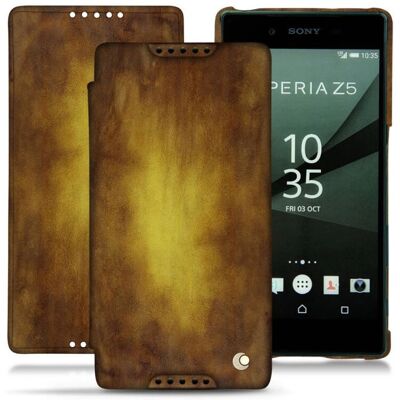 Housse cuir dorée Noreve pour Xperia Z5 Housse cuir dorée Noreve pour Xperia Z5