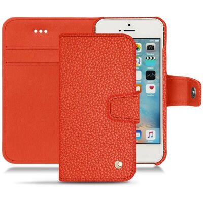 Coque portefeuille en cuir Noreve pour iPhone SE - Orange - Publicité Coque portefeuille en cuir Noreve pour iPhone SE - Orange - Publicité