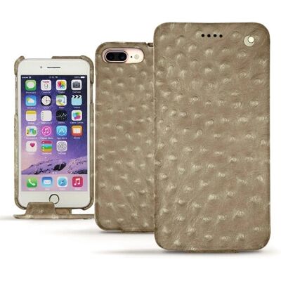 Coque en cuir Noreve Horizon Autruche Desert pour iPhone 7 Plus - Gris Coque en cuir Noreve Horizon Autruche Desert pour iPhone 7 Plus - Gris