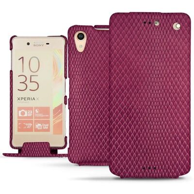 Coque en cuir Noreve Horizon Serpent Ciclamino - Housse à rabat - Type de téléphone - Publicité Coque en cuir Noreve Horizon Serpent Ciclamino - Housse à rabat - Type de téléphone - Publicité