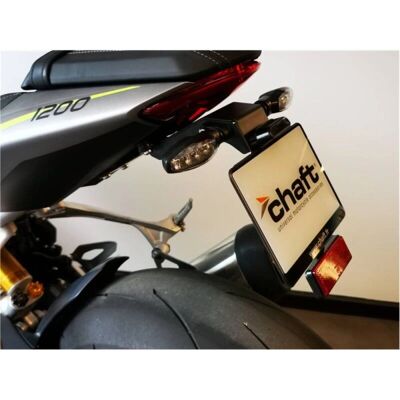 Support de plaque Chaft pour Triumph Speed Triple 1200 - Noir/Blanc - Accessoire moto - Publicité Support de plaque Chaft pour Triumph Speed Triple 1200 - Noir/Blanc - Accessoire moto - Publicité