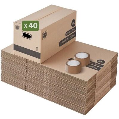 PACK AND MOVE - 40 cajas de mudanza 54l - Carton de déménagement - Publicité PACK AND MOVE - 40 cajas de mudanza 54l - Carton de déménagement - Publicité