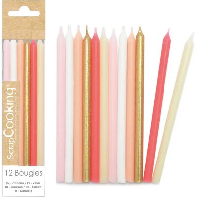 ScrapCooking Roze & Gouden Kaarsen - 12cm - Decoratie voor Taart ScrapCooking Roze & Gouden Kaarsen - 12cm - Decoratie voor Taart