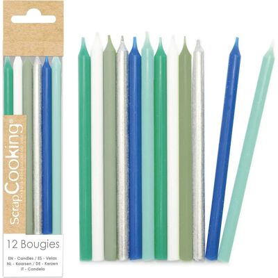 ScrapCooking Bougies Bleues Argentées - 12cm Décoration Gâteau ScrapCooking Bougies Bleues Argentées - 12cm Décoration Gâteau