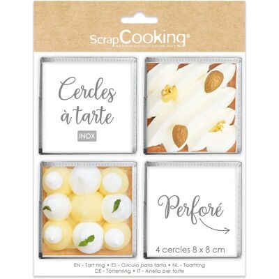 ScrapCooking Or 4 Anneaux à Tarte Carrés Perforés - 8x8 cm ScrapCooking Or 4 Anneaux à Tarte Carrés Perforés - 8x8 cm
