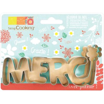 Tagliabiscotti ScrapCooking Merci in acciaio inox - 14,5x6cm Tagliabiscotti ScrapCooking Merci in acciaio inox - 14,5x6cm