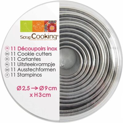 ScrapCooking 11 emporte-pièces en acier inoxydable - Ensemble de 11, tailles variées - Publicité ScrapCooking 11 emporte-pièces en acier inoxydable - Ensemble de 11, tailles variées - Publicité