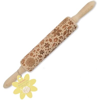 ScrapCooking Holz-Backrolle mit natürlichen Abdruckmustern - Teigrolle ScrapCooking Holz-Backrolle mit natürlichen Abdruckmustern - Teigrolle