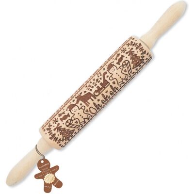 Rouleau en bois ScrapCooking - 39 cm - Motifs de Noël - Publicité Rouleau en bois ScrapCooking - 39 cm - Motifs de Noël - Publicité