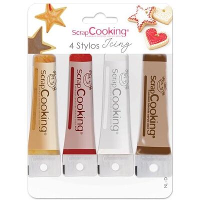 Set de 4 stylos de glaçage comestibles - Décoration alimentaire - Publicité Set de 4 stylos de glaçage comestibles - Décoration alimentaire - Publicité
