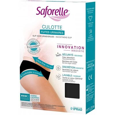 Sous-vêtements d'incontinence Saforelle - Fuites légères à modérées - Publicité Sous-vêtements d'incontinence Saforelle - Fuites légères à modérées - Publicité