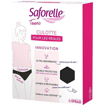 Saforelle Teens Ultra Absorbierende Menstruationshose - Schwarz Weiß - Menstruationshosen Saforelle Teens Ultra Absorbierende Menstruationshose - Schwarz Weiß - Menstruationshosen