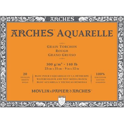 Bloc d'Aquarelle Arches 23x31cm 300gsm - Papier Grana Grossa - Publicité Bloc d'Aquarelle Arches 23x31cm 300gsm - Papier Grana Grossa - Publicité