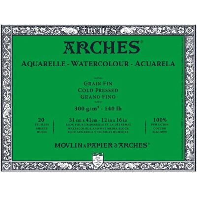 Arches blok akwarelowy 300gsm - Bawełna, 20 arkuszy Arches blok akwarelowy 300gsm - Bawełna, 20 arkuszy