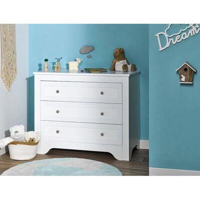 Nateo Concept Commode Blanche 3 Tiroirs - Commode à langer - Publicité Nateo Concept Commode Blanche 3 Tiroirs - Commode à langer - Publicité