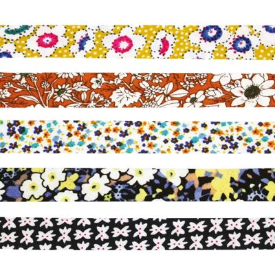 Mégacréa - Cotton Bias - Floral bleu et jaune - Bias tape - Publicité Mégacréa - Cotton Bias - Floral bleu et jaune - Bias tape - Publicité