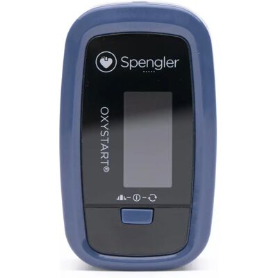 Oxymètre de pouls Spengler Oxystart Bleu - Moniteur de SpO2 et fréquence cardiaque - Publicité Oxymètre de pouls Spengler Oxystart Bleu - Moniteur de SpO2 et fréquence cardiaque - Publicité