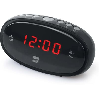 NewOne CR100 Svart Radio Väggur - FM PLL Dubbla Alarm NewOne CR100 Svart Radio Väggur - FM PLL Dubbla Alarm