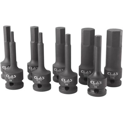 CLAS Jeu de 1/2" Douilles à Chocs H4-H19 - 9 pcs - Publicité CLAS Jeu de 1/2" Douilles à Chocs H4-H19 - 9 pcs - Publicité