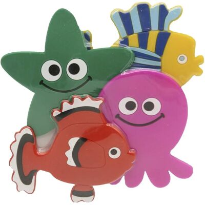 TENDANCE Set aus 4 Mini-Duschhintergründen Polyp, roter Fisch, gelber Fisch, Seestern - Kinder TENDANCE Set aus 4 Mini-Duschhintergründen Polyp, roter Fisch, gelber Fisch, Seestern - Kinder