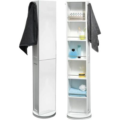 TENDANCE Obracana szafka - 6 przegród - Biała - Szafka łazienkowa TENDANCE Obracana szafka - 6 przegród - Biała - Szafka łazienkowa
