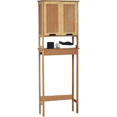 Meuble de salle de bain en bambou Mahe - 2 portes, étagère intérieure - Rangement salle de bain - Publicité Meuble de salle de bain en bambou Mahe - 2 portes, étagère intérieure - Rangement salle de bain - Publicité