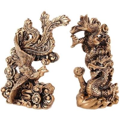 Chineuse Złoty Smok i Fenix Figurki Feng Shui - Rodzinna Harmonia Chineuse Złoty Smok i Fenix Figurki Feng Shui - Rodzinna Harmonia