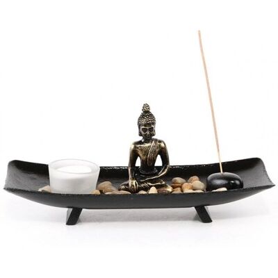 Lachine Japanisches Zen-Tablett - Holz, Glas, Stein Lachine Japanisches Zen-Tablett - Holz, Glas, Stein