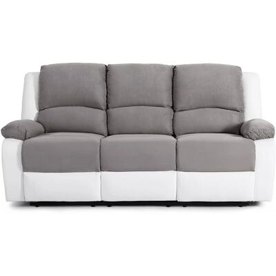 Canapé Relaxation 3 places Loungitude - Microfibre & Simili - Blanc et Gris - Publicité Canapé Relaxation 3 places Loungitude - Microfibre & Simili - Blanc et Gris - Publicité
