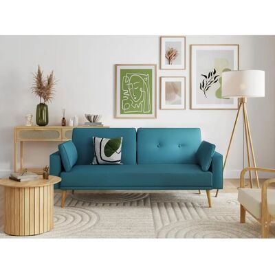 Loungitude Canapé Scandinave Elga Convertible 3 Places - Bleu - Publicité Loungitude Canapé Scandinave Elga Convertible 3 Places - Bleu - Publicité
