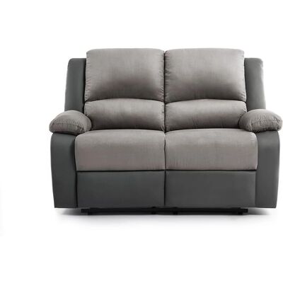 Loungitude Relaxation Canapé 2 Places Microfibre Faux Cuir - Gris - Publicité Loungitude Relaxation Canapé 2 Places Microfibre Faux Cuir - Gris - Publicité