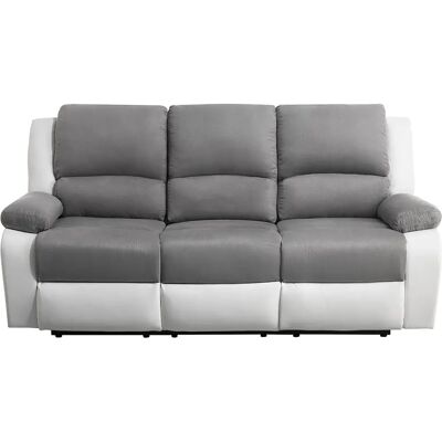 Canapé Relaxation électrique Loungitude 3 places - Microfibre et Simili - Blanc et gris - Publicité Canapé Relaxation électrique Loungitude 3 places - Microfibre et Simili - Blanc et gris - Publicité