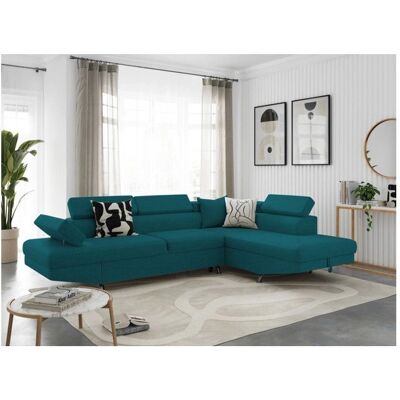 Loungitude - Canapé d'angle convertible droit 5 places - Bleu canard - Sofa bed - Publicité Loungitude - Canapé d'angle convertible droit 5 places - Bleu canard - Sofa bed - Publicité