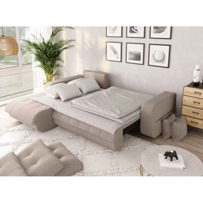 Loungitude - Canapé d'Angle Convertible Gauche 4 Places en Tissu - Beige - Sofa bed - Publicité Loungitude - Canapé d'Angle Convertible Gauche 4 Places en Tissu - Beige - Sofa bed - Publicité