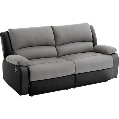 Canapé relax Loungitude 3 places XXL microfibre & simili - Noir/Gris - Publicité Canapé relax Loungitude 3 places XXL microfibre & simili - Noir/Gris - Publicité