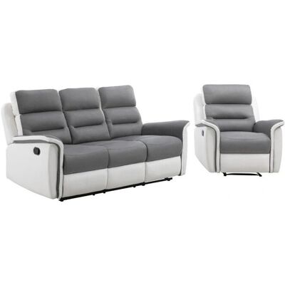 VALIA - Relaxation 3+1 - Gris et PU blanc - Canapé - Publicité VALIA - Relaxation 3+1 - Gris et PU blanc - Canapé - Publicité