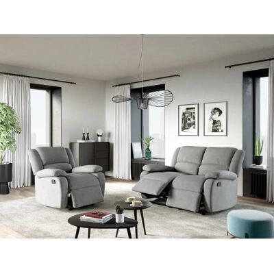 Loungitude RELAXXO - LEO - Gris - Microfibre - Sofa set - Publicité Loungitude RELAXXO - LEO - Gris - Microfibre - Sofa set - Publicité