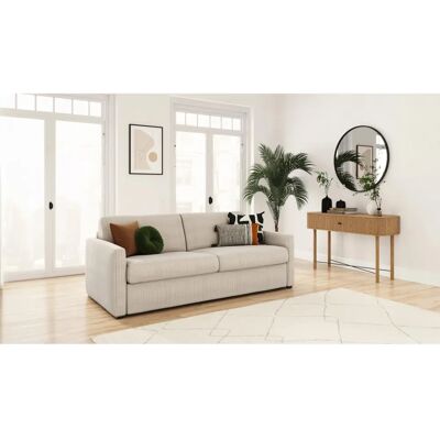 Canapé convertible Agathe Loungitude - Velours Beige - 3 Places - Publicité Canapé convertible Agathe Loungitude - Velours Beige - 3 Places - Publicité