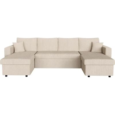 Canapé convertible en U beige avec rangement Loungitude - Publicité Canapé convertible en U beige avec rangement Loungitude - Publicité