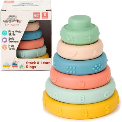 Anneaux Empilables BABYTOLOVE Multicolores - Jouet à empiler et construire - Publicité Anneaux Empilables BABYTOLOVE Multicolores - Jouet à empiler et construire - Publicité