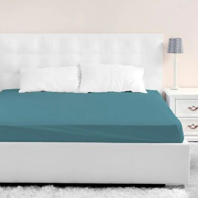 Terre de Nuit - Drap housse jersey bleu canard - Fitted sheet - Publicité Terre de Nuit - Drap housse jersey bleu canard - Fitted sheet - Publicité