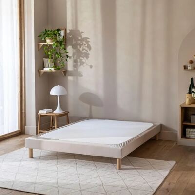 Terre de Nuit Cache-sommier beige coton jersey 80x190 - Bed base cover - Publicité Terre de Nuit Cache-sommier beige coton jersey 80x190 - Bed base cover - Publicité