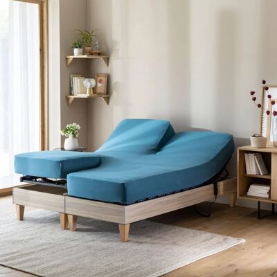 Terre de Nuit - Drap housse - bleu canard - 2x80x200 - Fitted sheet - Publicité Terre de Nuit - Drap housse - bleu canard - 2x80x200 - Fitted sheet - Publicité