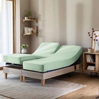 Terre de Nuit - TPR jersey extensible - vert jade - 2x80x200 - Drap housse - Publicité Terre de Nuit - TPR jersey extensible - vert jade - 2x80x200 - Drap housse - Publicité